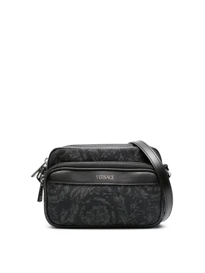 Versace Messenger Bag In Black
