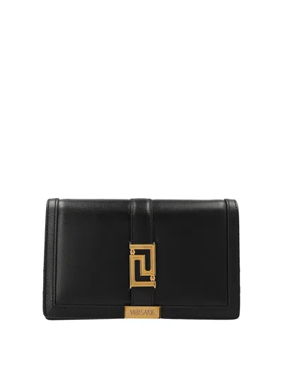 Versace Leather Clutch In Negro