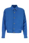 Versace Turquoise Wool Blend Bomber Jacket In Blue