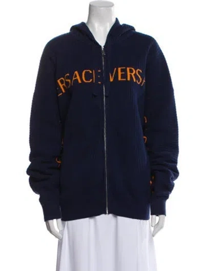 Pre-owned Versace Bomber Jacket In Blue