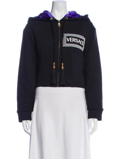 Pre-owned Versace Bomber Jacket In Blue