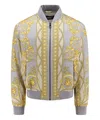 Versace Baroque-pattern Print Bomber Jacket In Gold