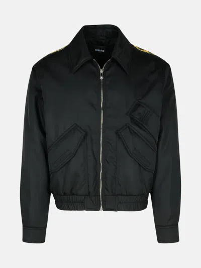 Versace Kids' Bomber Jacket In Black Polyamide