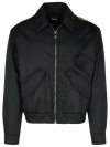 Versace Bomber Jacket Nylon Shoulder Patches In Black