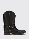 Versace Sylvester Leather Texan Boots In Black