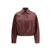 Versace Buffalo Leather Jacket Collared Design In Red