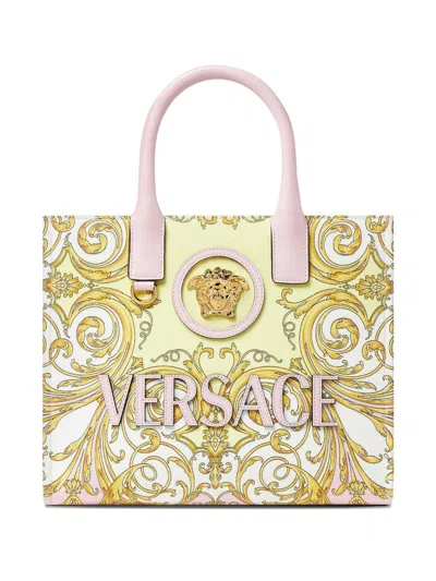 Versace Borsa Tote Gialla Con Stampa Barocca