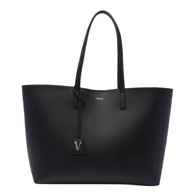 Versace Borsa Tote In Pelle In Black