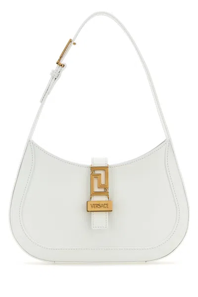 Versace Patent Leather Shoulder Bag In White