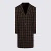 Versace Checked Midi Coat In Brown