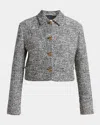 Versace Wool Boucle Jacket Contrast Buttons Cropped In Gray
