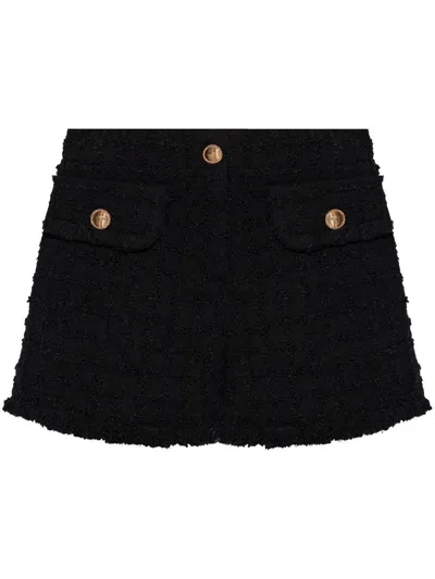 Versace Bouclé Tweed Shorts In Black