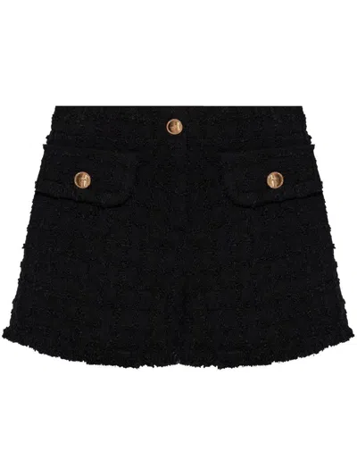 Versace Bouclé Tweed Shorts In Black