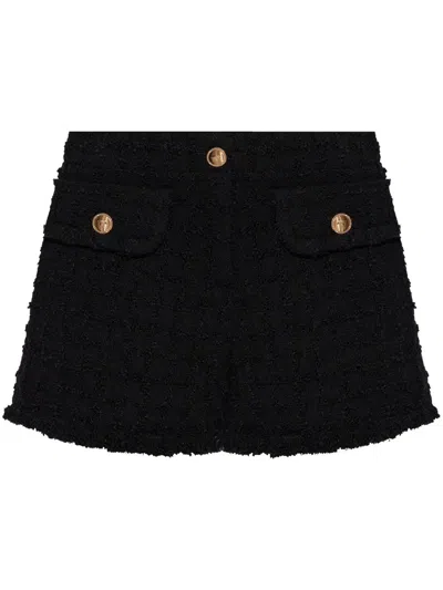 Versace Bouclé Tweed Shorts In Black