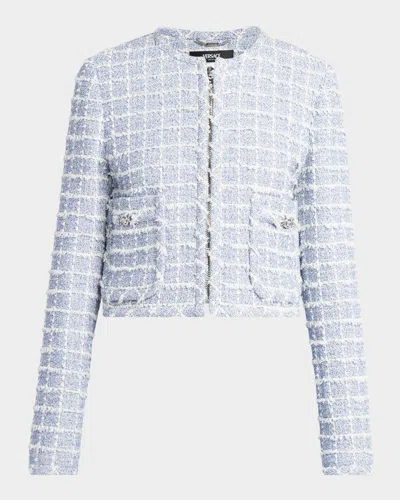 VERSACE BOUCLE WINDOWPANE TWEED JACKET