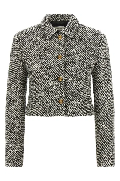 VERSACE BOUCLÉ WOOL BLEND BLOUSON JACKET