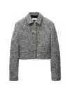 Versace Wool Boucle Jacket Contrast Buttons Cropped In Black
