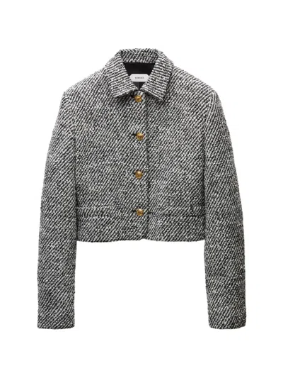 Versace Bouclé Wool Jacket In Black