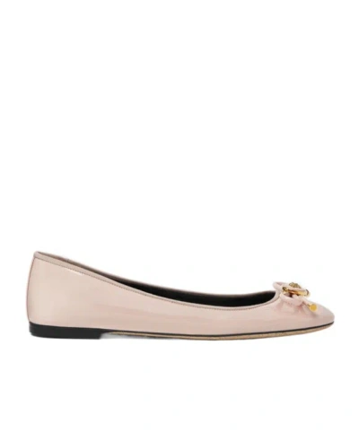 Versace Bow Ballet Shoes In Nude