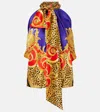 Versace Bow-detail Printed Silk Satin Top In Yellow