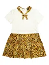 Versace Bow Leopard Print Dress In Yellow