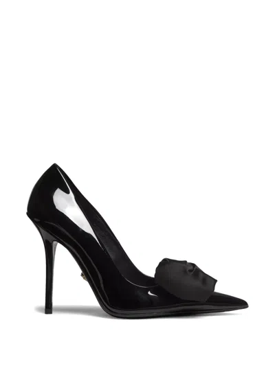 Versace Bow Medallion Pumps In Black