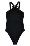 Versace Halterneck Swimsuit With Medusa Head Motif In Black