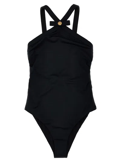 Versace Black One-piece Swimsuit With Medusa Head Detail In Tech Fabric Woman