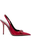 Versace Red Gianni Ribbon Slingback 85mm Heels In Red