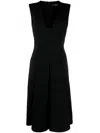 Versace Box-pleat Sleeveless Midi Dress In Black
