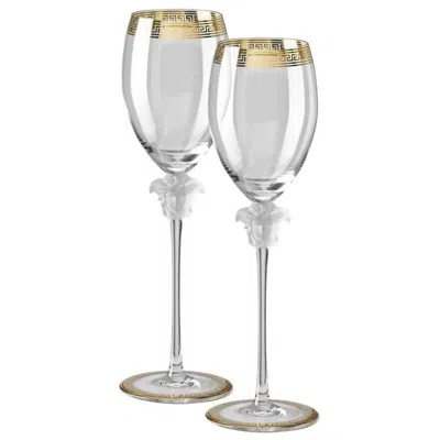 Pre-owned Versace Boxed Set Of Crystal "medusa" Lumiere Red Wine Glasses By
