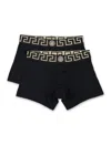 Versace Black Briefs With Elastic Waist With Medusa Print In Black Gold