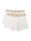 Versace Two-pack White Greca Border Boxer Briefs In Black Silver Gold