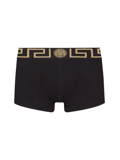Versace Boxer Con Greca In Black