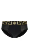 Versace Set Di Slip In Cotone Stretch Nero Uomo