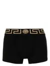 Versace Medusa Greek Key Waistband Boxer Shorts In Black  