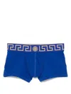 Versace Greca Border Stretched Boxer Briefs In Blue