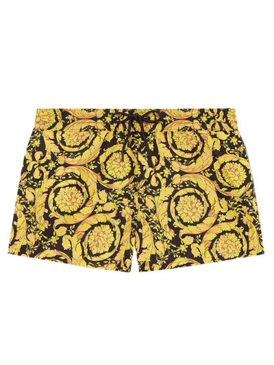 Versace Boxer Polyester Baroque Print Swim Shorts In Multi