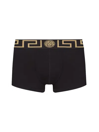 Versace Boxer Shorts With Greek In Black