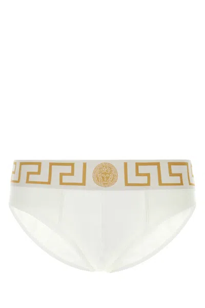 VERSACE VERSACE WHITE STRETCH COTTON BRIEF