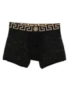 Versace Boxer With Logo Pattern In Black