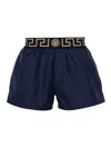 Versace Blue Swimsuit Shorts With Greca Detail In Black