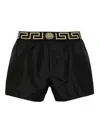 Versace Black Swimsuit Shorts With Greca Detail In Tech Fabric Man In Black