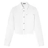 Versace Boxy Cropped Denim Shirt In White