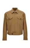 Versace Boxy Dry-hand Wool Jacket In Brown
