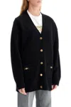 Versace Boxy Wool And Cashmere Cardigan Women In Black