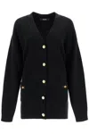 Versace Boxy Wool And Cashmere Cardigan In Black (black)