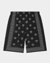 Versace Medusa Bandana Shorts In Black White