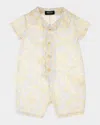 Versace Boy's Barocco-print Playsuit In New Born Blue Bone