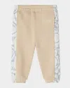Versace Boy's Barocco-trim Fleece Sweatpants In Sand Castle Concrete Bone